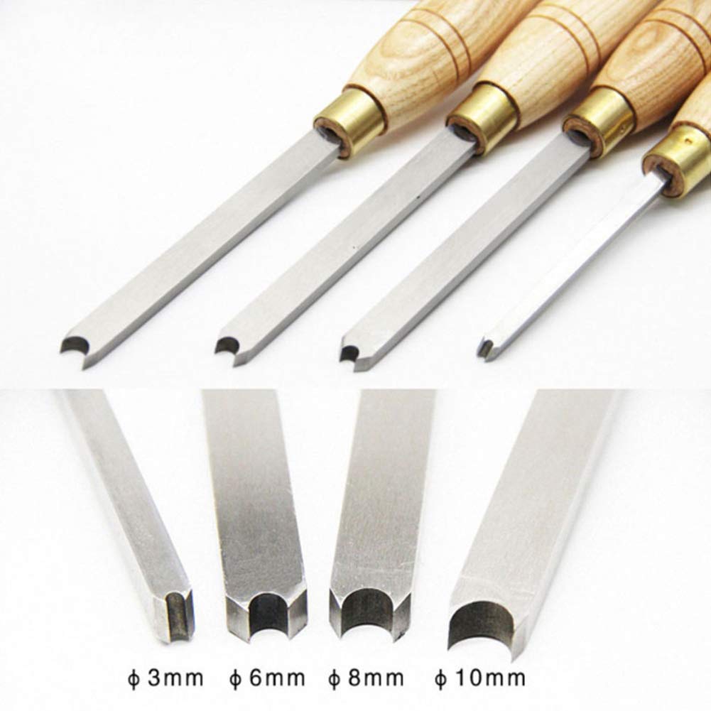 Juego de 4 cinceles de corte de cuentas de torno de madera de acero de alta velocidad para carpintería de 3/6/8/10 mm y herramienta de corte