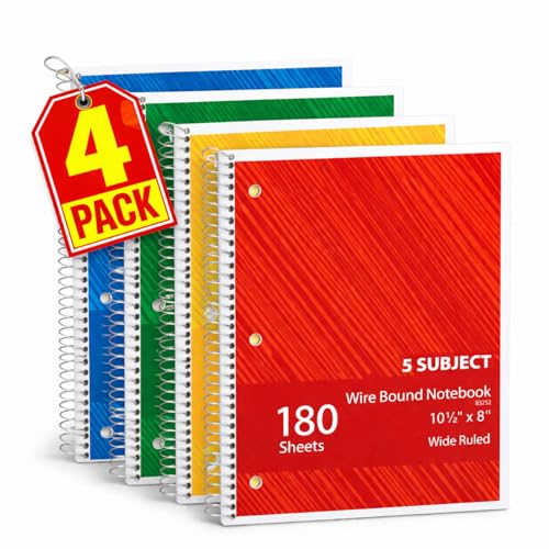 Cahier à spirales ligné bloc-notes grand format pour étudiant et bureau