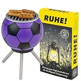 Seiffener Volkskunst | Räucherofen Grillofen | Räucherfigur 10 cm | Grill + Räucherkerzen Ruhe | Räuchergrill mit Bratwürsten | 26308 | lila