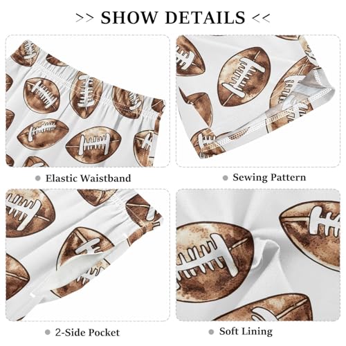 ALAZA Brown American Football Ball Retro Pajama Shorts Sleep Shorts Pant Lounge Pajama Bottoms Elastic Waist with Pockets3