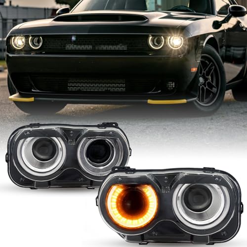 Jie Norman For 2015-2023 Dodge Challenger Headlights Halogen Headlamps Pair