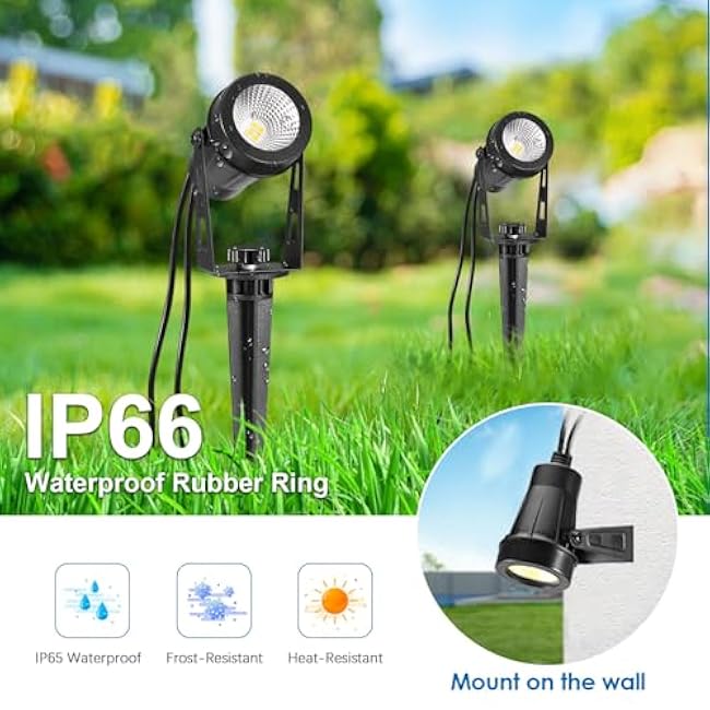 ALOVECO Low Voltage Landscape Lights, 6 Pack LED Spot Lights Outdoor with 30W Transformer IP65 Waterproof, Plug in Outdoor Landscape Lighting for Yard Garden Tree House Flag Pathway (Warm White 2700K)