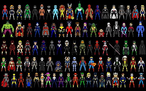 Marvel Comics Superhero Pixel Art Pixels Matte Finish Paper Print Poster 12 x 18 inch (Multicolor)