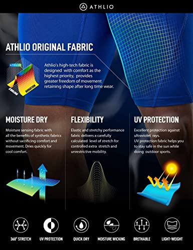 Athlio Men's Athletic Cool Dry Compression Shorts, Sports Performance Active Running Tights, Side Pocket 3Pack Black/Black & Red/Blue, Xx-Large #TOP6