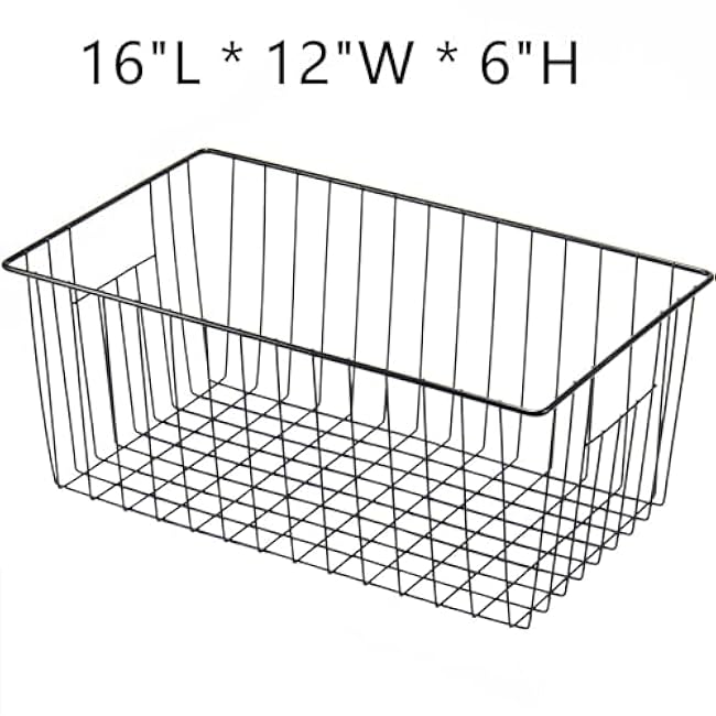 16inch Upright Freezer Organizer Baskets for 13-14,16-21 cu.ft Standup Freezer, Settle freezer chaos and reduce food waste effectively, Durable, Fully Use Space, Improve Air Circulate, Black, Pack 3