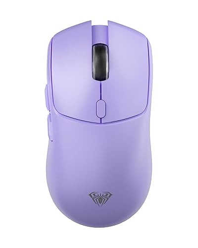 AULA SC580X Wireless Gaming Mouse, Tri-Mode 2.4G/BT5.0/USB-C Gaming Mice with 12000 DPI, 6 Programmable Buttons, Rechargeable Computer Mouse for Laptop/PC/Mac/Tablet - Light purple