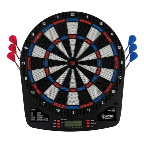 KOTO – Diana Electrónica Soft Easy (39x2x44,5 cm), 6 Dardos Soft, 32 Juegos, Más de 590 Variantes, Compacta y Moderna