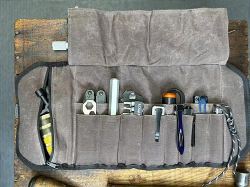 Roaring Fire Pioneer Mini Tool Roll Bag for Men, Multitool Pouch Waxed Canvas Mini Tool Roll Bag for EDC Gear Tools Knives Survival Kits, EDC Organizer Pouch, Tool Organizer - Image 8
