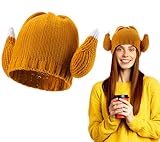 Toulite Thanksgiving Turkey Hats for Adults Warm Knitted Roasted Turkey Leg Hats Funny Brown Chicken Crochet Beanie Costume