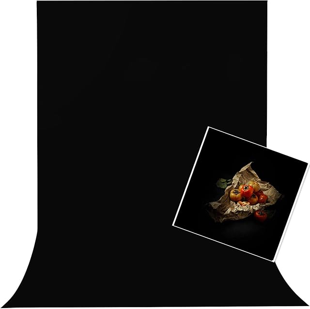BEIYANG 5x6.5ft Black Backdrop Photography Background, Velvet Fabric Black Screen Wrinkle Resistance Photo Background for Photo Studio Shooting Props, Webcast and Background Frame