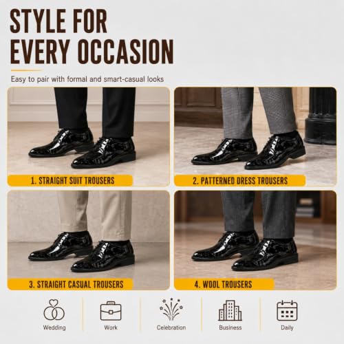 Zapatos de vestir para hombre Surwin estilo Derby con cordones en negro talla 42 7