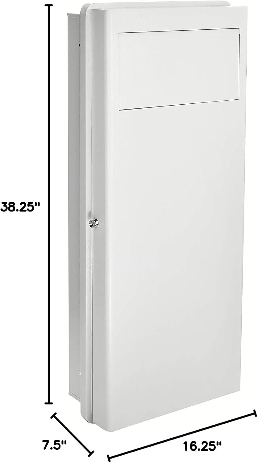 Detailed dimensions of the recessed laundry hamper