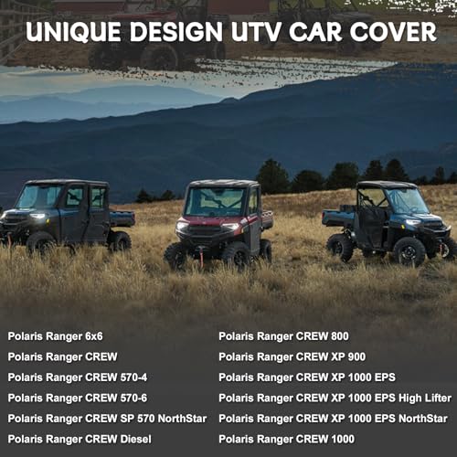 Image of Waterproof UTV Cover Compatible with Polaris Ranger 4 Seaters, 6 Layers All Weather Cover with Air Vents, Door Zipper and Windproof Buckles and Bands for Rain Snow Dust Protection
