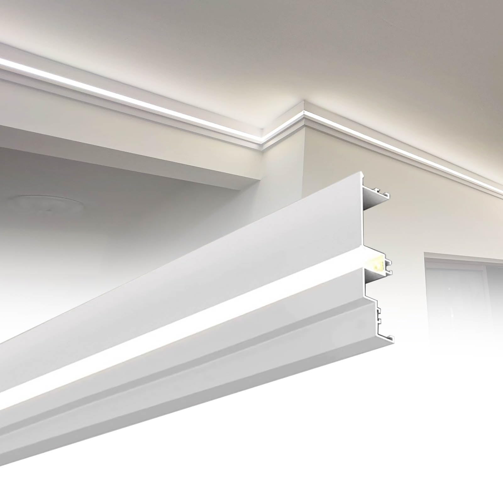 JYHHCYS LED Channel Diffuser System - Aluminum Crown Molding Ceiling for Cove Lighting - Easy Installation Led Crown Molding Accent Lighting for Home & Commercial Use(H-7.8in/20cm,L 18ft/5.5m)