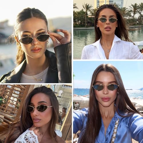 JUDOO Trendy Metal Hexagon Sunglasses for Women Men Gold Vintage Narrow Irregular Shades Small Retro Hexagonal Sun Glasses4