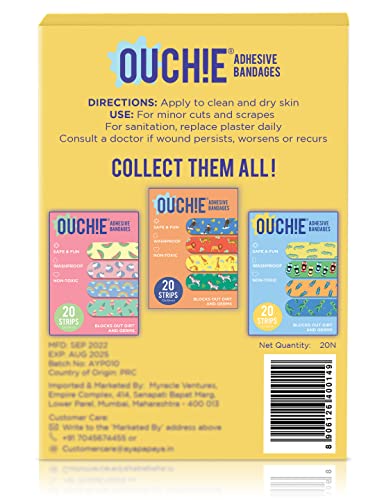 Image of Ouchie Non-Toxic Printed Bandages Double Combo (40 Pack) - Pink & Yellow