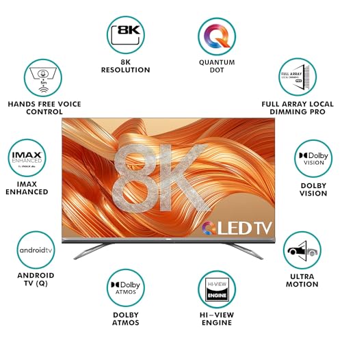 Image of Hisense 189 cm (75 inches) 8K Ultra HD Smart Certified Android QLED TV 75U80G (Metal Gray)