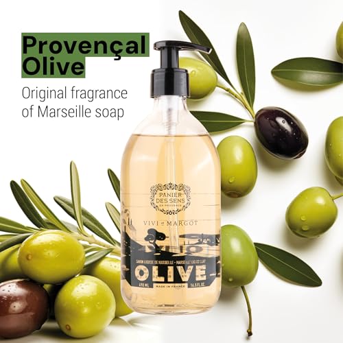 Image of Panier des Sens Olive Oil Liquid Hand Soap, 16.9 fl oz | Premium French Liquid Hand Soap | Savon de Marseille Soap | 97% Natural Ingredients | Gentle Daily Cleansing