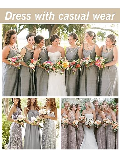 BEAUTELICATE Damen Stola Schal Chiffon Umhang Cape Elegant Für Hochzeit Brautkleid Abendkleid Festlich Ballkleid Strandkleid (Kurzer Stil - Silbergrau, Einheitsgröße)