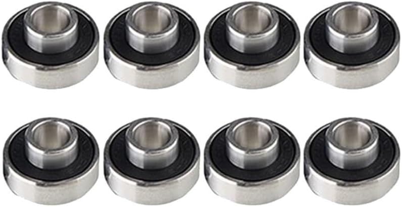 High Speed 608-2RS Long Plate Bearing with ABEC-11 Rating Pre-Lubricated for Smooth and Silent Performance in Skateboards, Scooters, Inline Skates Black 8pcs