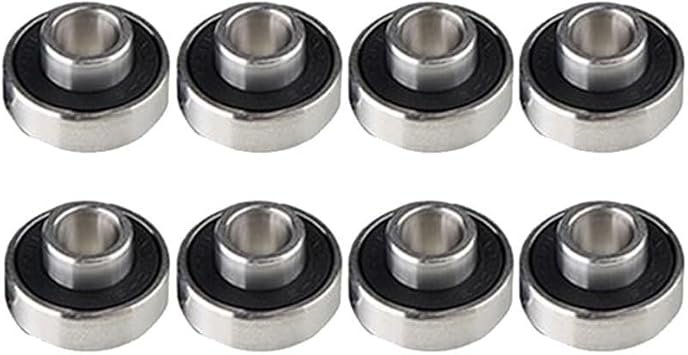 High Speed 608-2RS Long Plate Bearing with ABEC-11 Rating Pre-Lubricated for Smooth and Silent Performance in Skateboards, Scooters, Inline Skates Black 8pcs