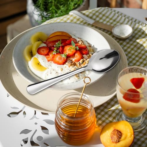 Image of 36 PCS Dinner Spoons Set - Windsor Stainless Steel Dinner Spoon 7.1 Inch with Dishwasher Safe Dessert Spoons,Metal Dessert Spoon, Silverware for Home,Kitchen or Restaurant