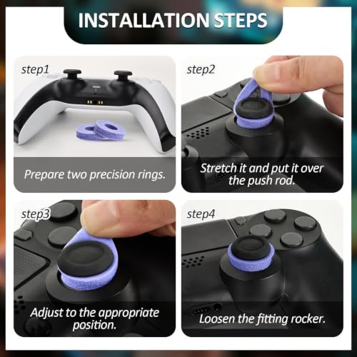 Image of MOLOPPO 8 PCS Precision Rings Kit for PS4, for PS5, for Xbox-Purple | for PS5 Accessories, for Xbox Accessories, Gaming Controller Enhancer