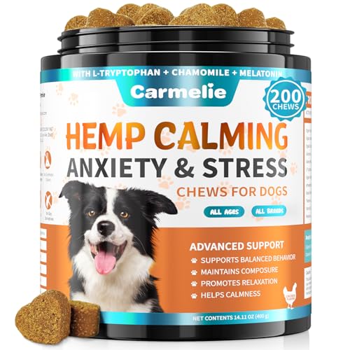 Carmelie Hemp Calming Chew for Dog - 200 Chews Dog Calming Treats -Dogs Anxiety & Stress Relief...