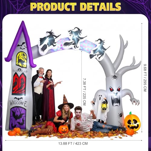 Arche gonflable Halloween décor extérieur géant avec éclairage LED cour