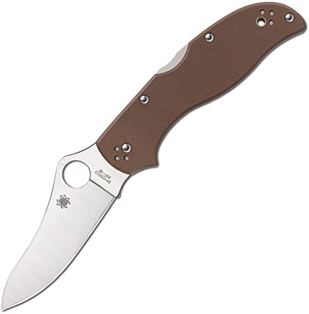 Stretch 2, Brown G10 Handle, Satin Plain w/Clip