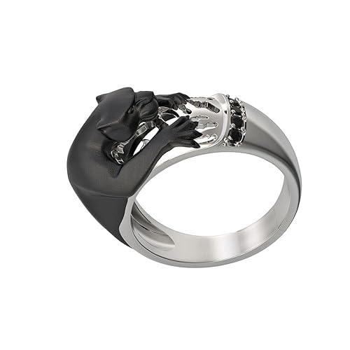 Miniatura 3 de Ssjewel Hip Hop Jaguar Ring Art Deco Big Cat Panther Ring Black Leopard Ring Round Cut Diamond Black Panther Mens Ring 14K Gold Finish Handmade