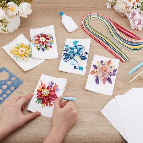 Filigranas de papel para regalar un kit de tarjetas de felicitacion de flores para adultos 4