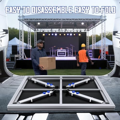 Image of 16'x24' Portable Stage Platform, Portable Aluminum Performance Deck 1900lbs Capacity, 24 inch-41 inch Adjustable Height Risers for Events, Wedding, Stage Platform Set, Portable Performance Stage
