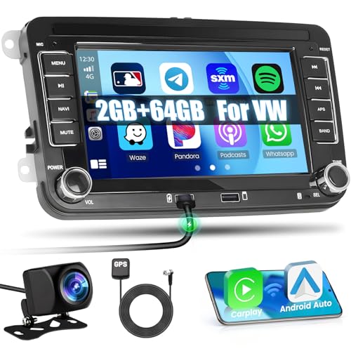 Inefala für VW Golf Polo Caddy Tiguan Touran Seat Skoda, Autoradio Android 15 2G+64G mit Wireless Carplay, Android Auto, 7 Touchscreen, GPS, WiFi, RDS/FM, USB, SWC, Mikrofon, Rückfahrkamera