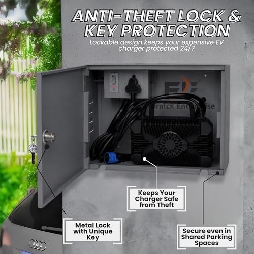 Image of FORNICK Electric Two-Wheeler Charger Box with Lock - Durable Metal Body, Weatherproof, Inbuilt 15 AMP Plug & MCB for Safety - Wall Mountable, Compatible with Ola, Ather, Bajaj, TVS, and More