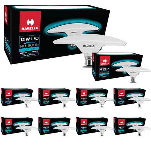 Image of Havells T Shape NU Led Bulb 12W B22 Base|14% Wider Light Spread|100 Lumens Per Watt|Inbuilt 4.0KV Surge Protection| 320 Degree Rotation For Multiple Applications (6500K,Cool Day Light) - Pack Of 10