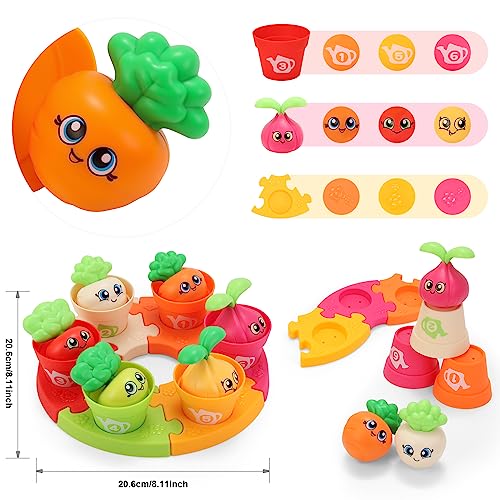 MOONTOY Baby Montessori Stacking Toys Learning Toys for 1 + Year Old 18pcs Plant Flower Pots & Puzzles Set, Color Sorting Toys for Toddlers 1-3, Birthday Gifts for 2 Year Old Girls Boys by MOONTOY - Image 4