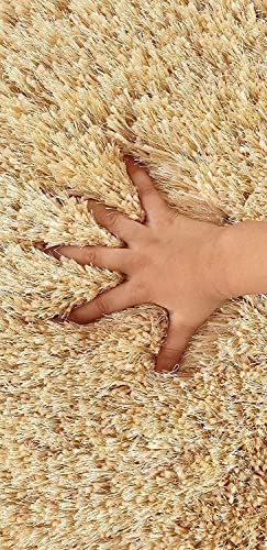Image of Carpet for Living Room, 12x12 (Square) Feet Cream Solid Plain Modern Polyster Luster Shaggy Ultra Thick and Pluffy Soft Shag Area Rug for Your Bedroom, Kid Room, Office and Home
