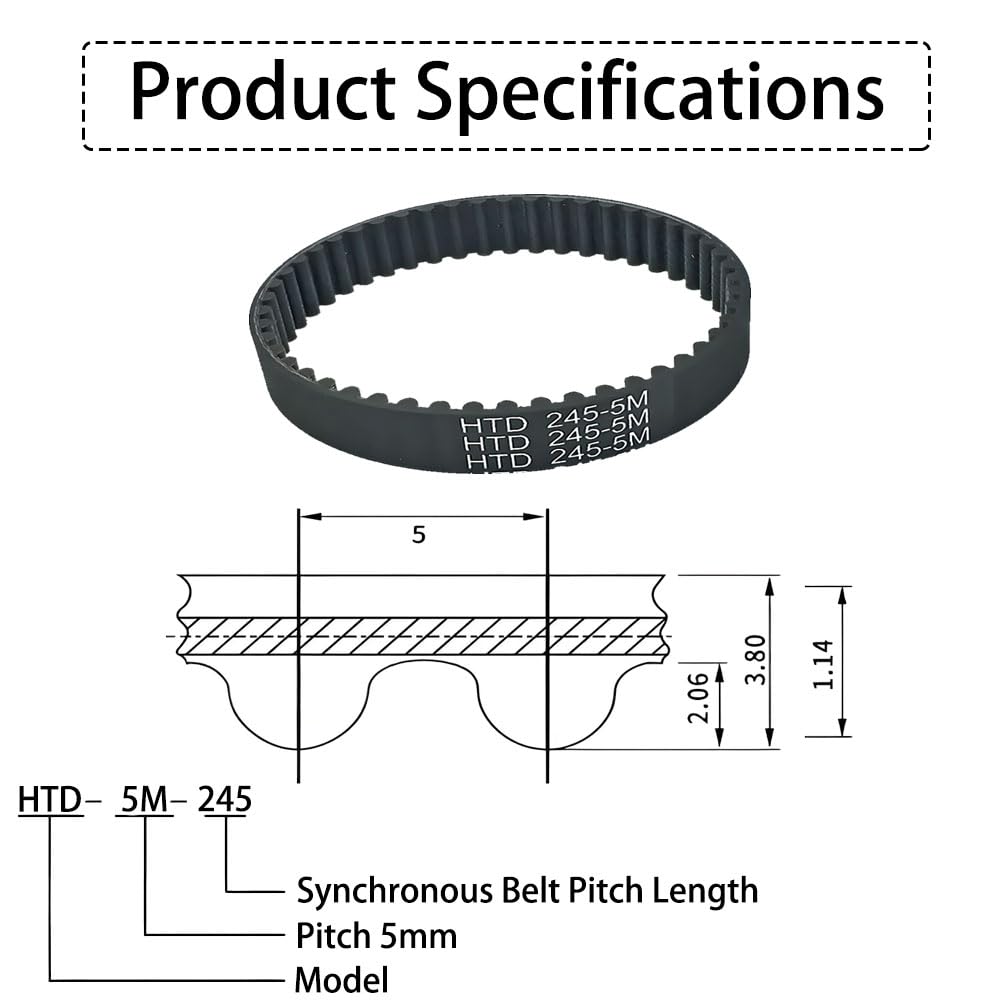 1x HTD1830-5M-60mm Zahnriemen mit Glasfaser & Nylon-Zahnflanke – Industrieller Synchronantrieb