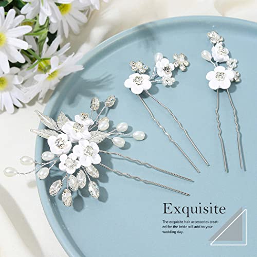 Gorais FZ057S Flower Wedding Hair Pins Crystal Bridal Hair Pieces Pearl Bride Hair Clips Hair Accessories thumb #4
