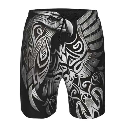 Eagle Tribal Native American Vintage Mens Swim Trunks Swim Board for Teen Shorts Surf Swimming Beach Trunks X-Large White