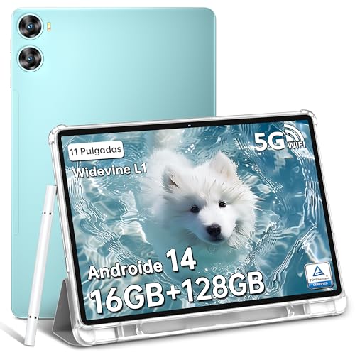 OUKITEL OT9 Android 14 WiFi Tablet 11 Pulgadas - 16GB+256GB(1TB TF) Gaming Tableta Batería 8000mAh Tableta Táctil Widevine L1, 13MP+5MP | Face ID | Altavoces Duales | BT5.0 | 5G WiFi | 3.5 mm Jacobo