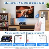 HiFi Verstärker mit Bluetooth, S-299 4.1-Kanal RMS 40Wx4+50W Max. 800W Bluetooth5.0 Mini Audio Verstärkers Subwoofer Verstärker mit USB SD Slot, AUX DC 12V/5A für Heimlautsprecher – Ansicht 5