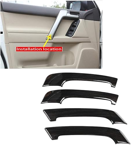 Miniatura 3 de 4pcs negro grano de madera interior manija puerta cubierta ajuste para Prado 2010-2018
