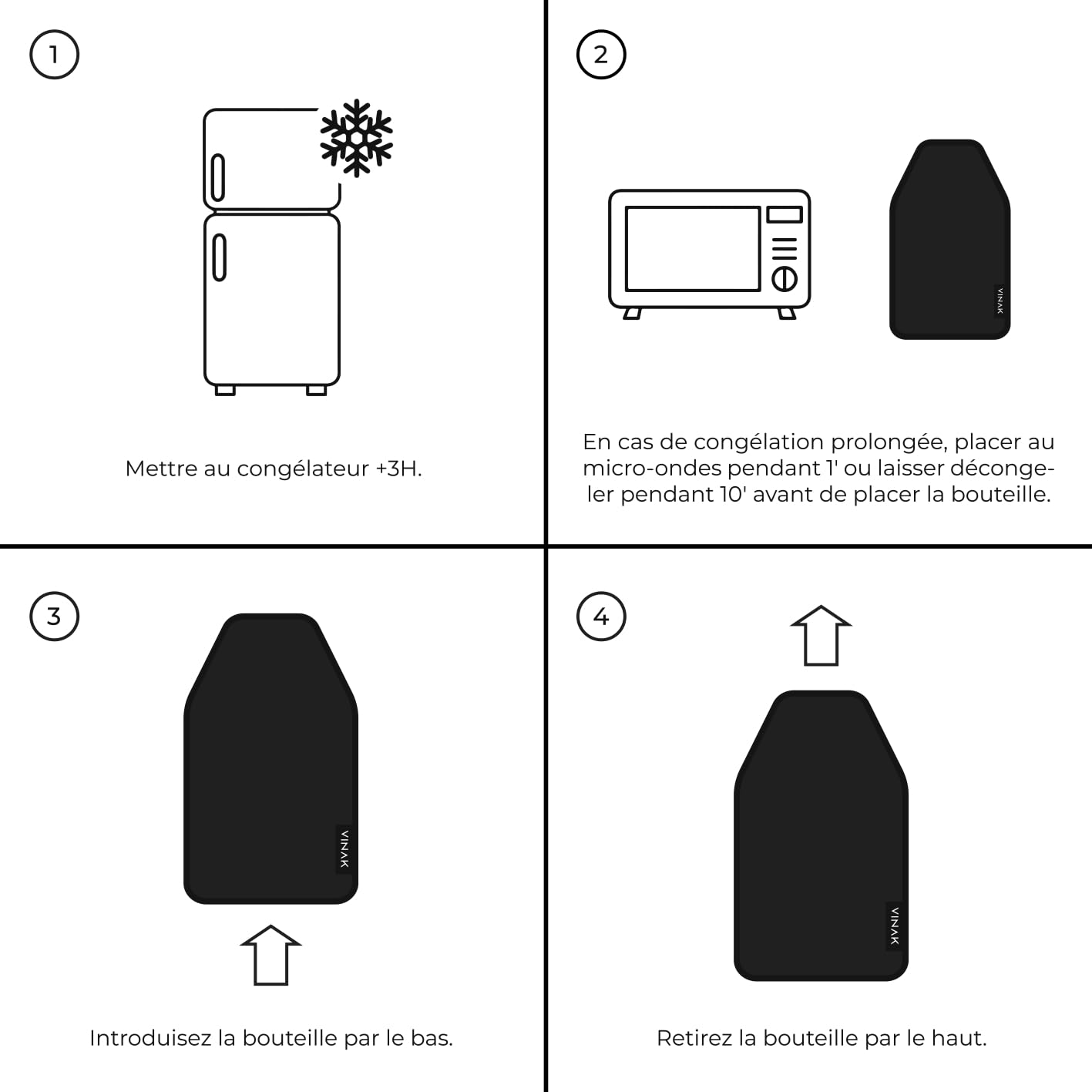 Manchon Refroidisseur à Vin VINAK XPERT - 5 Couches Isolantes, Gel Non-gelant, Bande élastique, Pour Bouteilles - 7