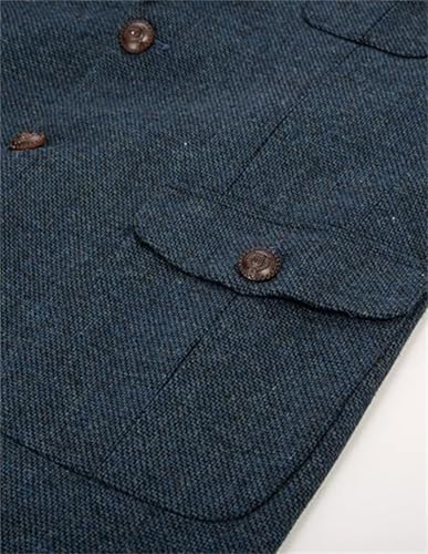 TSxuelian Men's Tweed Jacket Notch Lapel Premium Wool Blend Blazer Sport Coat with Pockets3