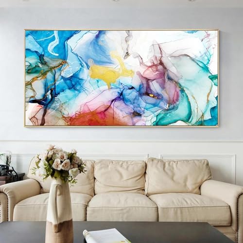 Peintures sur toile de salon haut de gamme avec cadre doré élégant HYFBH