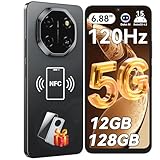 Blackview Shark6(2025) 5G Phone Unlocked, Android 15 Cell Phone, 6.88" Mobile Phone, 120Hz Display, 12GB+128GB, 5000mAh/18W, Fingerprint/Face ID, Black