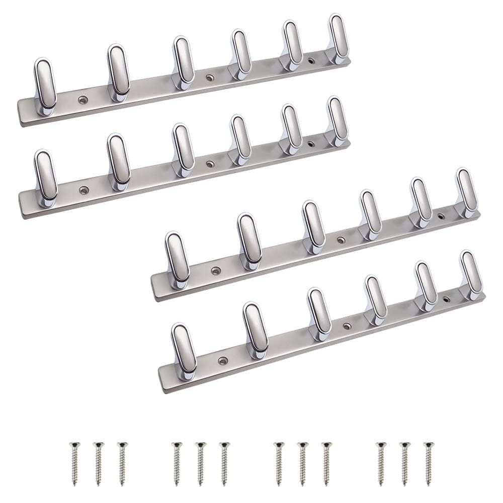 VOLO Premium Door Hangers for Clothes, Door Cloth Hanger, Cloth Hooks/Hanger, Hooks Rail for Hanging Keys, Clothes,Towel (OH-505)(Satin CP) (6 Hook, 4)-image-22