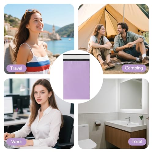 Image of 100 Pcs Sanitary Napkin Disposal Bags, Feminine Hygiene Period Bags for Tampons & Pads, Period Disposal for Teen Girls, Odor Blocker, Leak-Proof Sanitary Storage for Menstrual Products, Purple